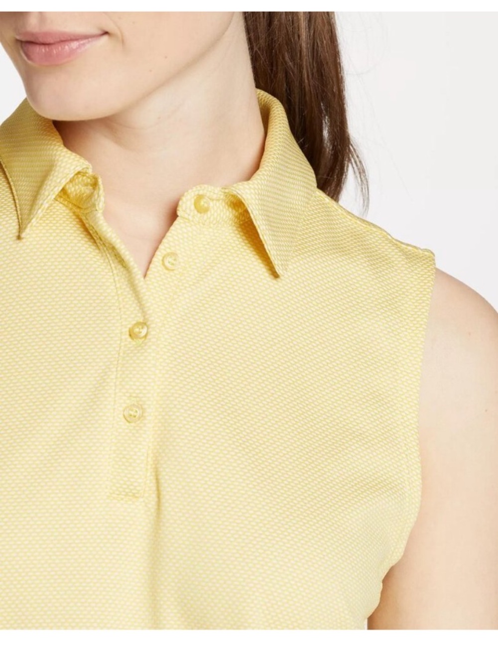 Lady Hagen Sleeveless Golf Polo Top Xl Yellow Textured Athletic Nwt